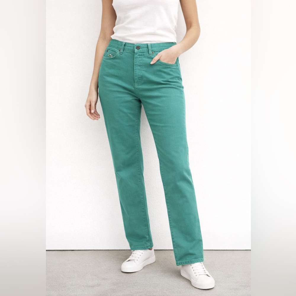 Lacoste Women’s Green Straight Leg Jeans US 32 VGUC preppy luxury denim